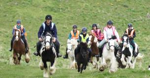 Group of people riding horses in the countryside, Fairfields Farm Riding School, Ryde, Isle of Wight, children's activities, family fun, adventure rid