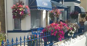Isle of Wight, Accommodation, Bed and Breakfast, Montague House, Sandown, Frontage with Flowers