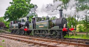 Isle of Wight Steam railway, Winter Gala and Dark Ales Festival, image of one engine coupled to another
