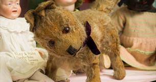 Isle of Wight, Things to do, Lilliput Doll and Toy Museum, Open Day, 50th Anniversary, 1920's stuffed toy dog. RAGs
