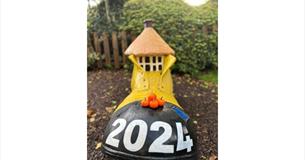 Isle of Wight, Things to do, Halloween/October Half Term, Model Village Godshill, Small Boot House with miniature pumpkins on the top.
