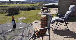 Countryside views from patio at Sea Breezes, self catering, Isle of Wight