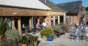 Outside seating area at Bluebells at Briddlesford, Isle of Wight, local produce, let's buy local