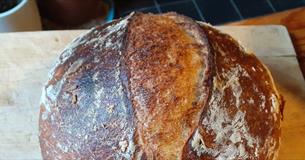 Sourdough bread on a wooden board, The Garlic Farm, Isle of Wight, what's on, event, workshop, food