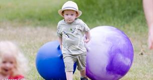 Child walking with a space hopper, Warrior the War Horse Trail, National Trust event, what's on - credit: Megan Taylor