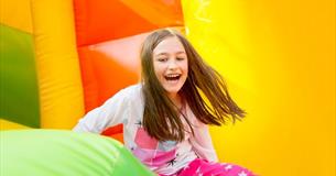 Girl enjoying the bouncy inflatable, Bouncy Barn, Tapnell Farm Park, children's event, what's on