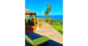 Isle of Wight, Accommodation, Hotel, Villa Mentone, Shanklin, Decking with palm tree and sea views