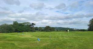 View of the 18 long putting course and the 12 hole pitch & putt course at Browns Golf, Sandown, Isle of Wight, Things to do, family