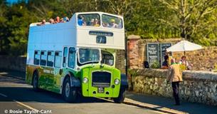 Vintage bus driving along with passengers, Wightrider, Isle of Wight Bus & Coach Museum, Ryde, classic buses, what's on, event - image credit: Rosie T