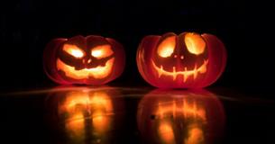 Two carved pumpkins, Halloween event at The Seaview Hotel, Isle of Wight, what's on, October half term event