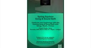 Spring Equinox Gong & Sound Bath poster, health and wellbeing, Niton, Isle of Wight, what's on, event