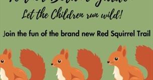 Red Squirrels on the trail poster, February half term event at Ventnor Botanic Garden, children's activities, what's on, Isle of Wight