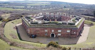 Aerial view of the Golden Hill Fort, The Tap Room, house in historic fort, self catering, Freshwater, Isle of Wight