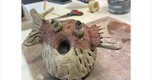Animal from a workshop at Isle of Wight Pottery, art event at Wildheart Animal Sanctuary, Isle of Wight