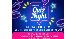 Charity quiz poster, Portland Inn, charity event, what's on, Isle of Wight