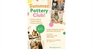 Summer Pottery Club poster, Isle of Wight Pottery, what's on, event