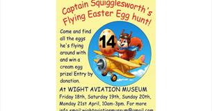 Easter egg hunt poster at Wight Aviation Museum, Sandown, Isle of Wight, family fun, Easter event, children's activities