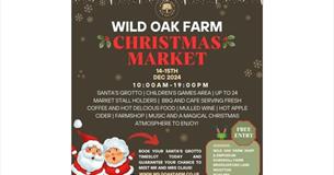 Wild Oak Farm's Christmas market poster, Meet Father Christmas, children's event, local produce, festive gifts, Isle of Wight