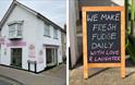 Outside view of shop and message board sign, Isle of Wight Fudge, local produce, food, shop, Yarmouth, Isle of Wight