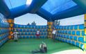 Children playing on a bouncy castle in the grounds of the Horse & Groom, eating out, local produce, Isle of Wight