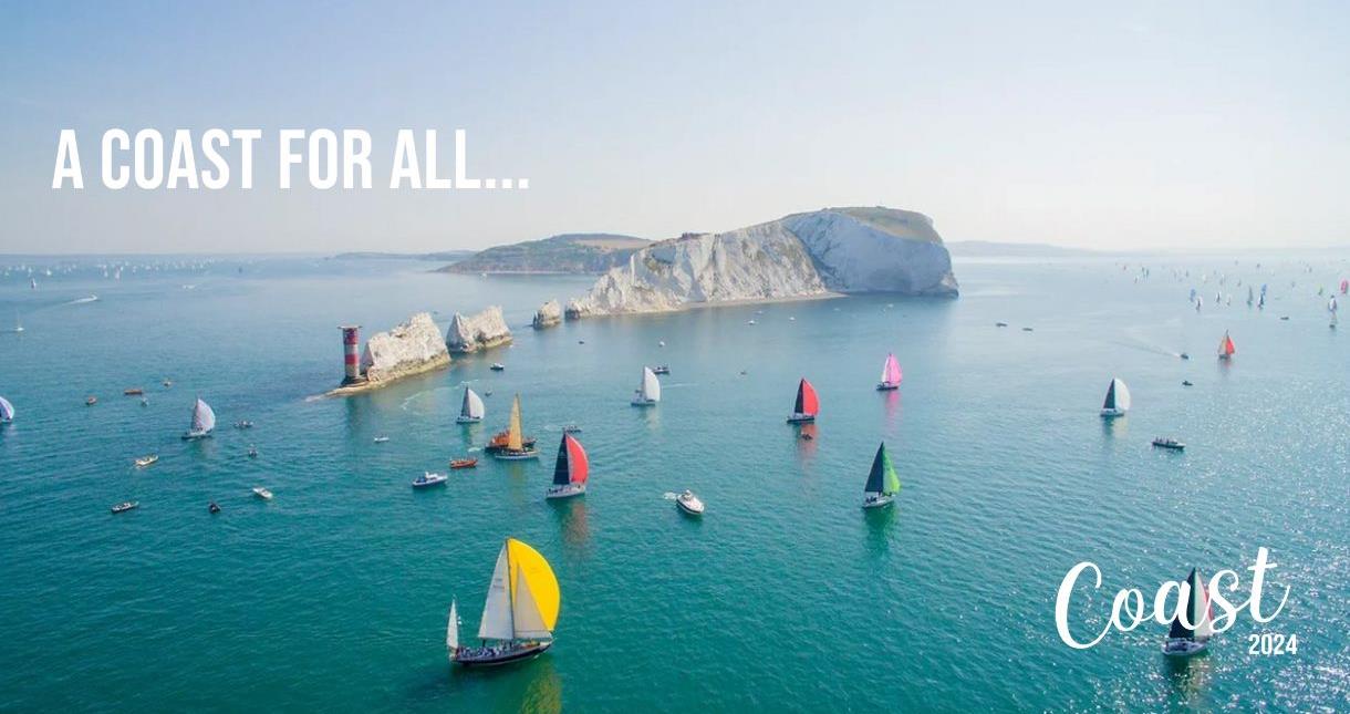Yachts sailing around the Needles in the Round the Island Race