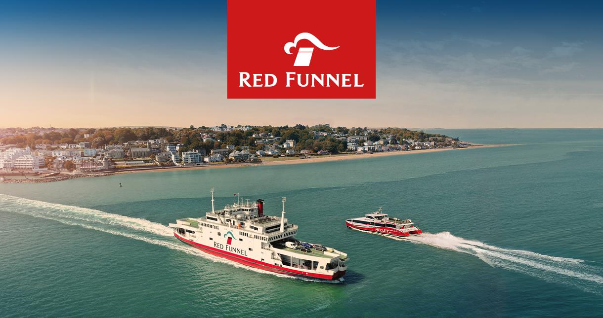 Red Funnel's vehicle ferry and Red Jet sailing into Cowes on the Isle of Wight