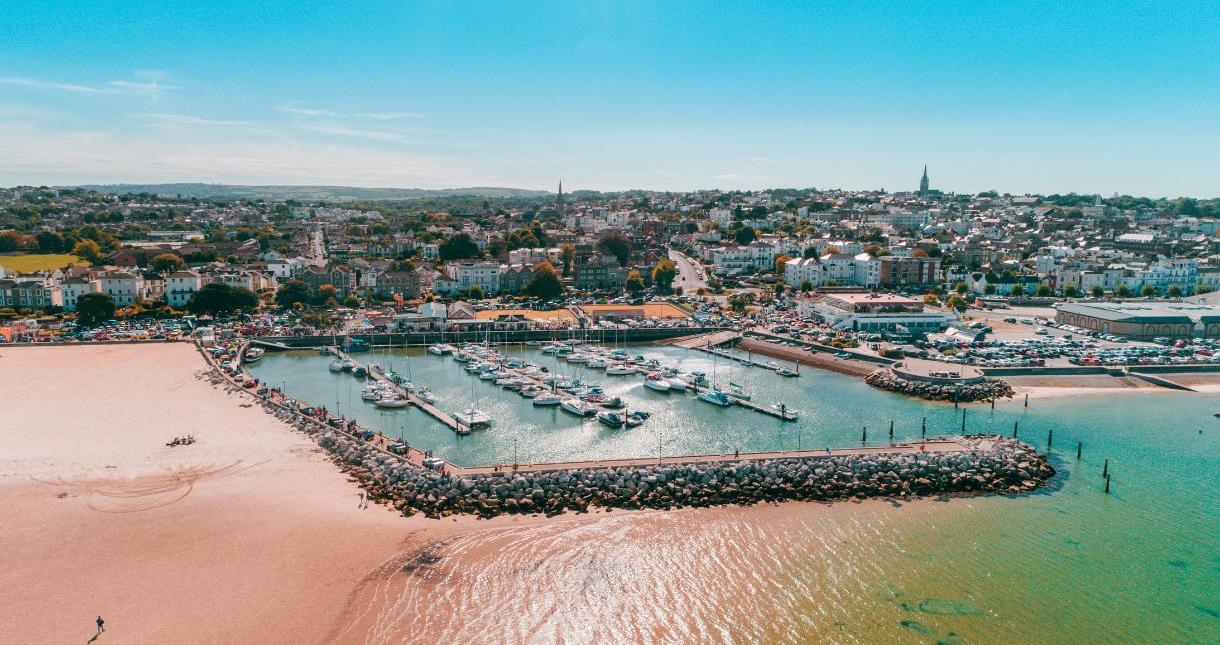 Aerial view of Ryde Harbour on the Isle of Wight