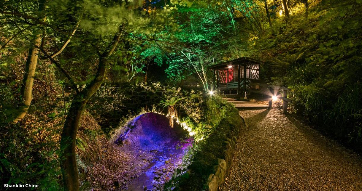 Shanklin Chine lit up at night, Isle of Wight