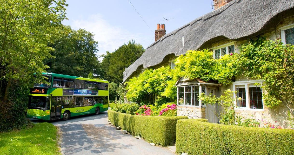 Southern Vectis bus travelling in the West Wight of the Island