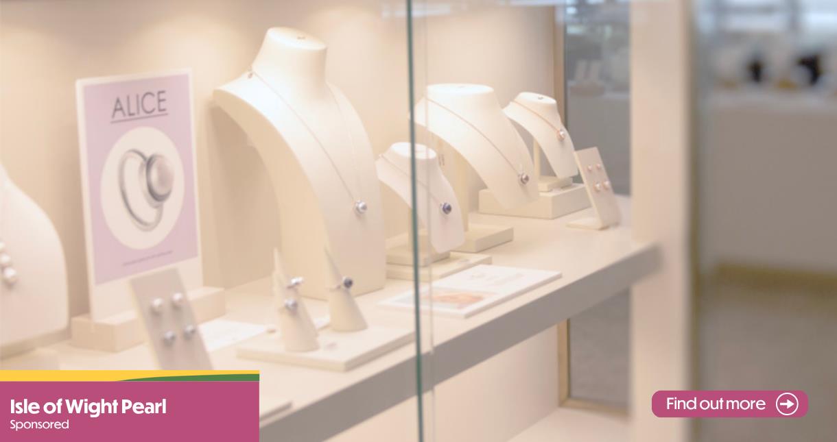 Pearl jewellery in showroom at Isle of Wight Pearl