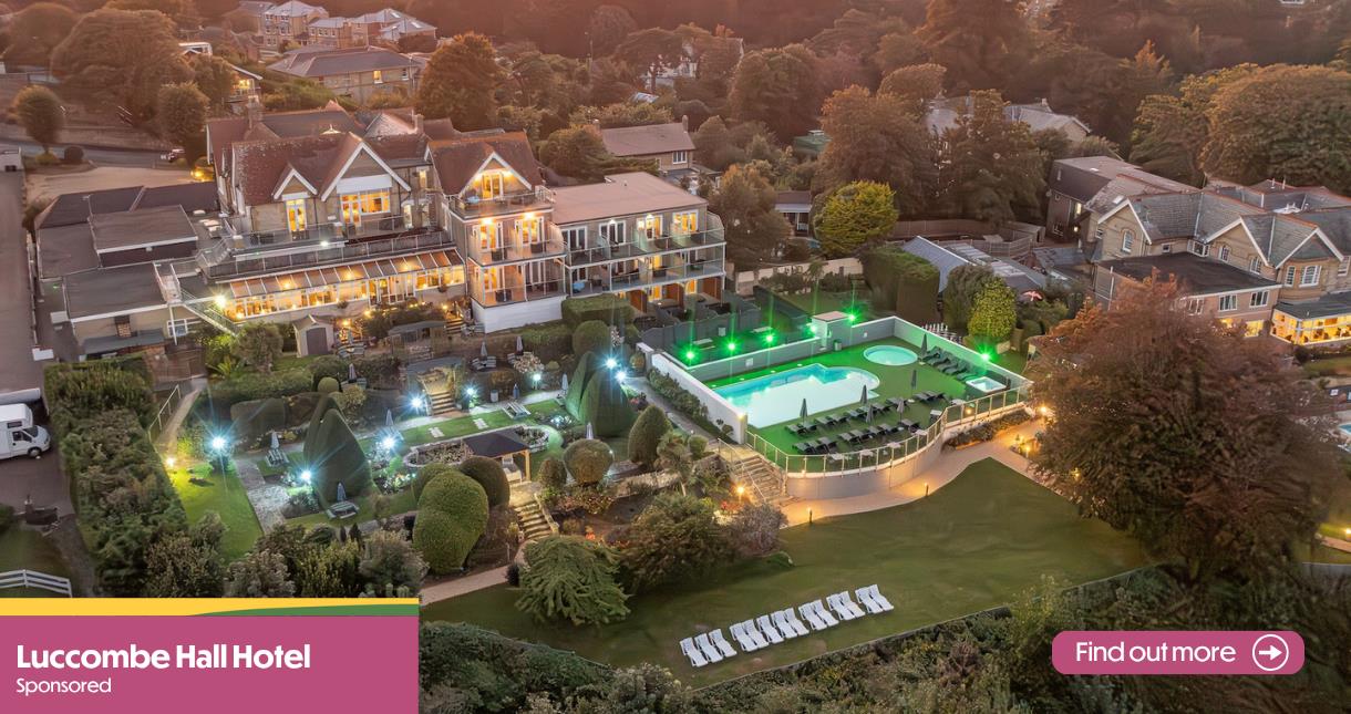 Aerial view of Luccombe Hall Hotel on the Isle of Wight