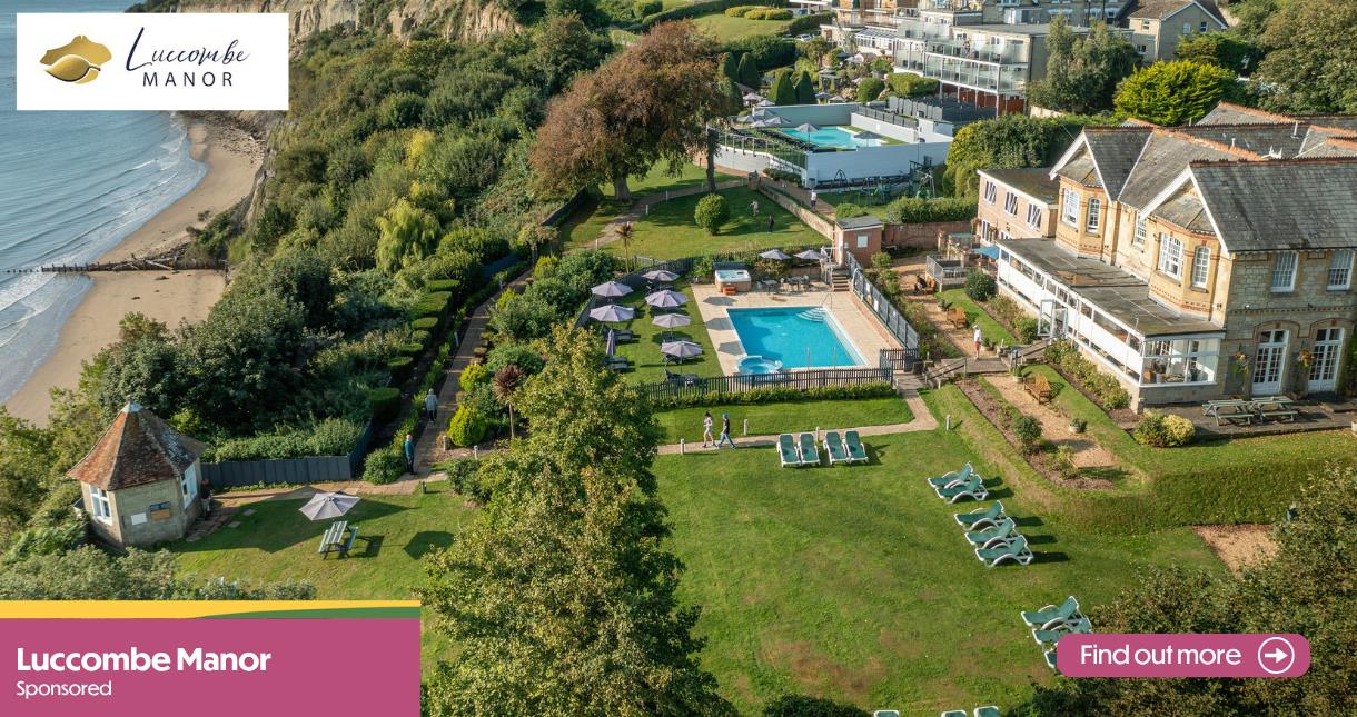Aerial view of Luccombe Manor Hotel on the Isle of Wight