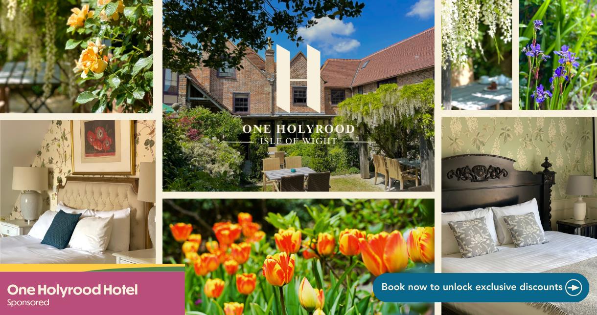 Outside view of One Holyrood Hotel and inside view of bedrooms, Isle of Wight