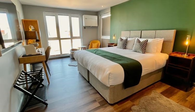 Super king room at Pinnacle Suites Hotel, Cowes, Isle of Wight, boutique hotel