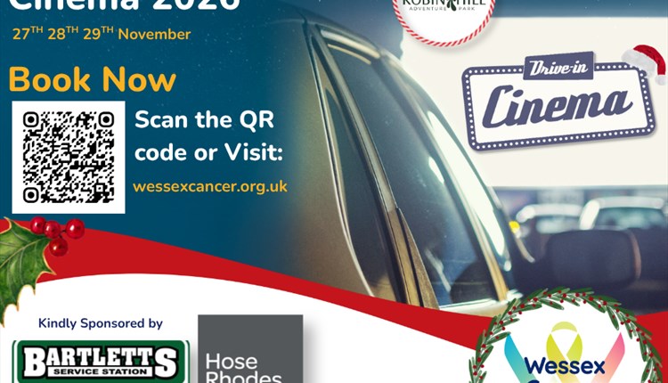 Christmas drive in cinema at Robin Hill. Wessex Cancer Support events, Christmas events,