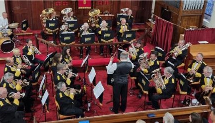 Isle of Wight, Things to do, Live Brass Band, Music, Brass Band and conductor playing music