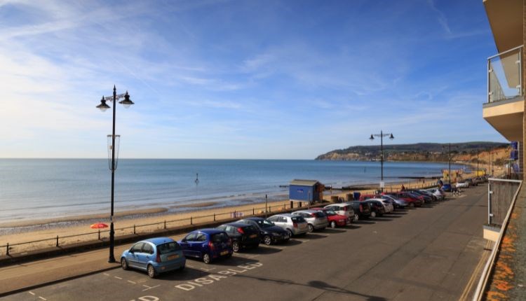 View of Sandown beach from Bayshore Hotel on the Isle of Wight