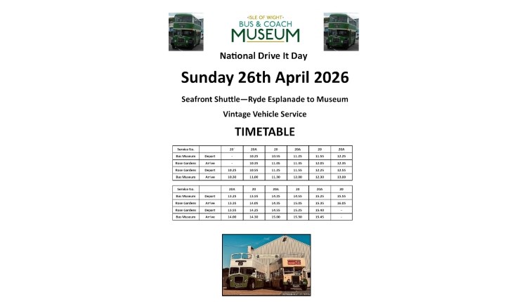Isle of Wight, Things to do, IW Bus and Coach Museum, Bus timetable