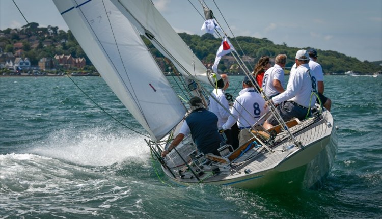 Group of people sailing a yacht on the Solent, Isle of Wight, What's On, Cowes Classics Week - Copyright: Tim Jeffreys