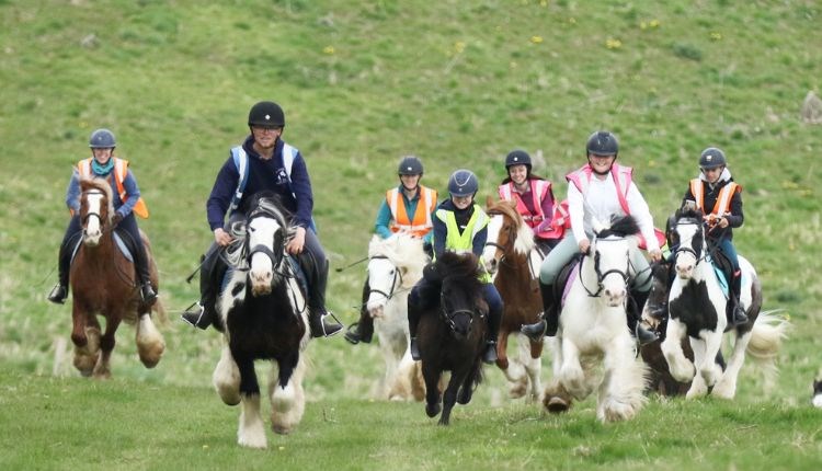 Group of people riding horses in the countryside, Fairfields Farm Riding School, Ryde, Isle of Wight, children's activities, family fun, adventure rid
