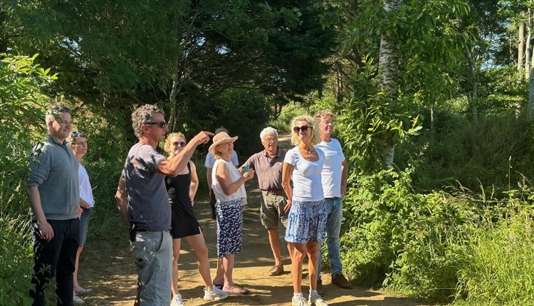 Group of people on a tour around The Garlic Farm, tour, family event, Isle of Wight