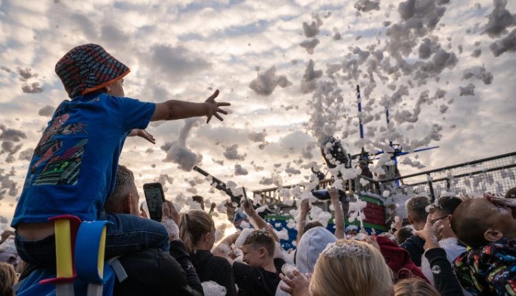 Families enjoying the foam party at Summer Fest, Blackgang Chine, Isle of Wight, what's on, event