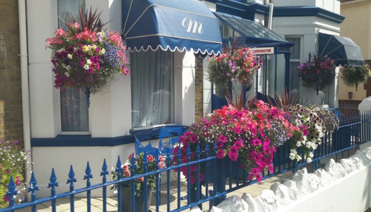 Isle of Wight, Accommodation, Bed and Breakfast, Montague House, Sandown, Frontage with Flowers