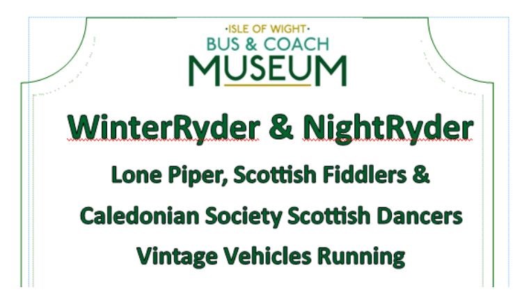 WinterRyder & NightRyder poster, Isle of Wight Bus & Coach Museum event, Ryde, what's on