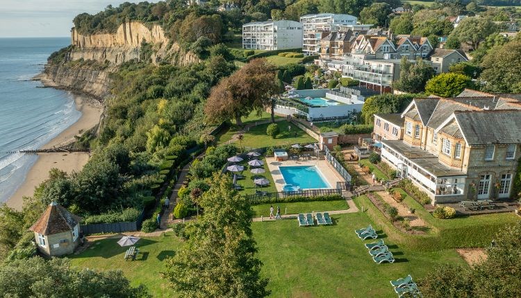Aerial view of Luccombe Manor, Shanklin, Isle of Wight, Hotel, seaside location, sea view