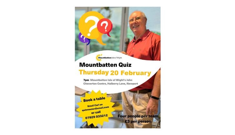 Mountbatten Hospice quiz poster, Isle of Wight, charity, community, what's on, event