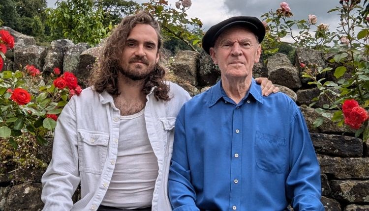 Ashley Hutchings and Blair Dunlop sitting together, music celebration, father and son, event, what's on, music event at Quay Arts, Newport, Isle of Wi
