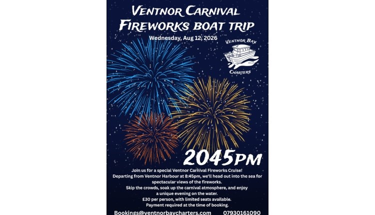 visit isle of wight, things to do, poster for boat trip to watch fireworks