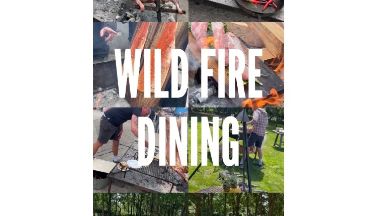 visit isle of wight, things to do, open fire cooking with meat and vegetables.
