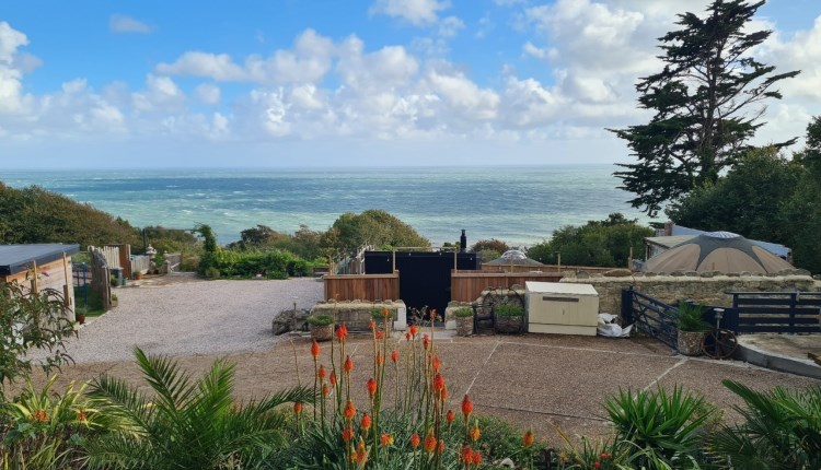Isle of Wight, Accommodation, Self Catering, Unique, Yurt, Glamping, Exterior Image, Sea Views 
